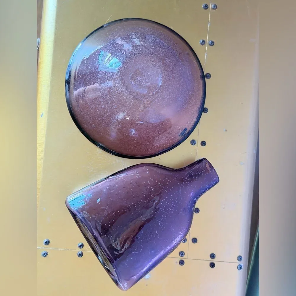 Purple Glass Vase and Bowl Set